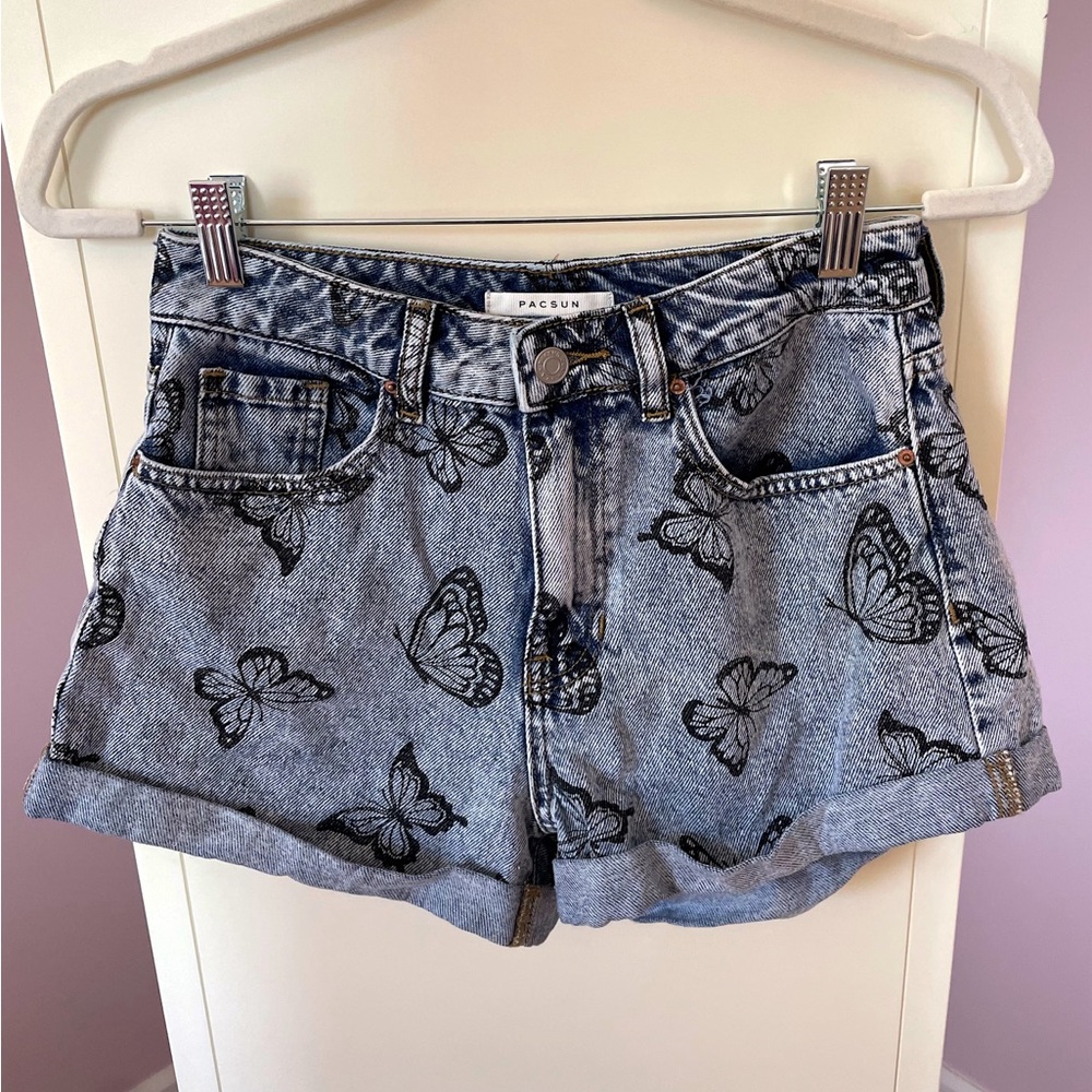 Butterfly Patterned Pacsun Jean Shorts